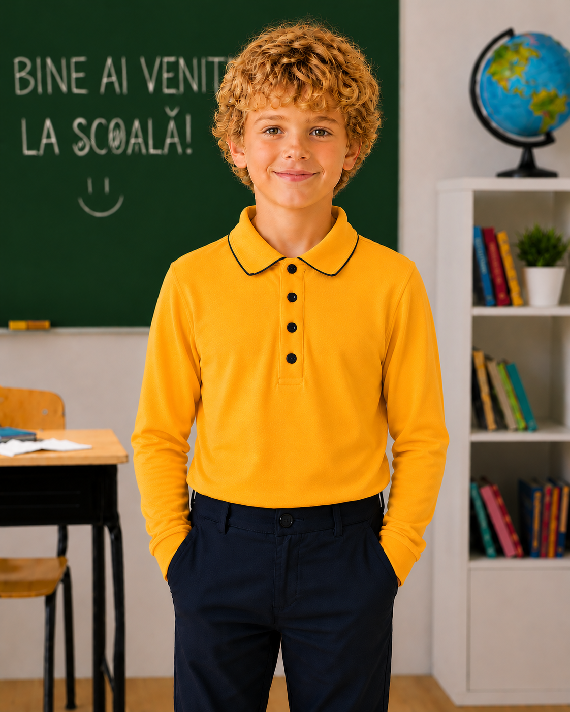 Bluza școală Gabriel maneca lunga galben