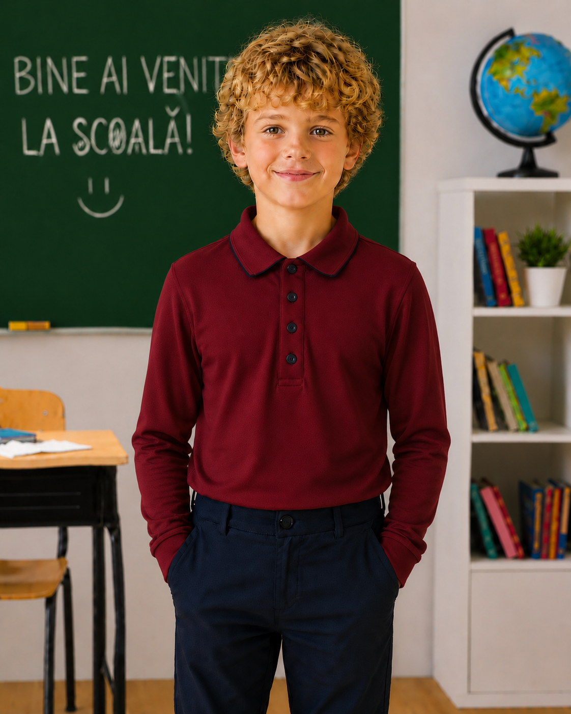 Bluza școală Gabriel maneca lunga grena
