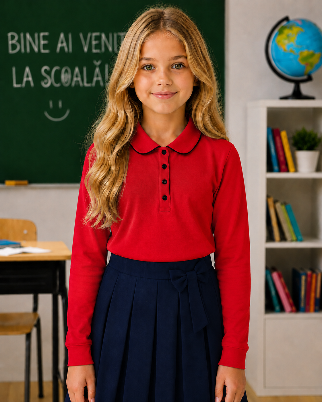 Bluza școală Gabriela maneca lunga rosu