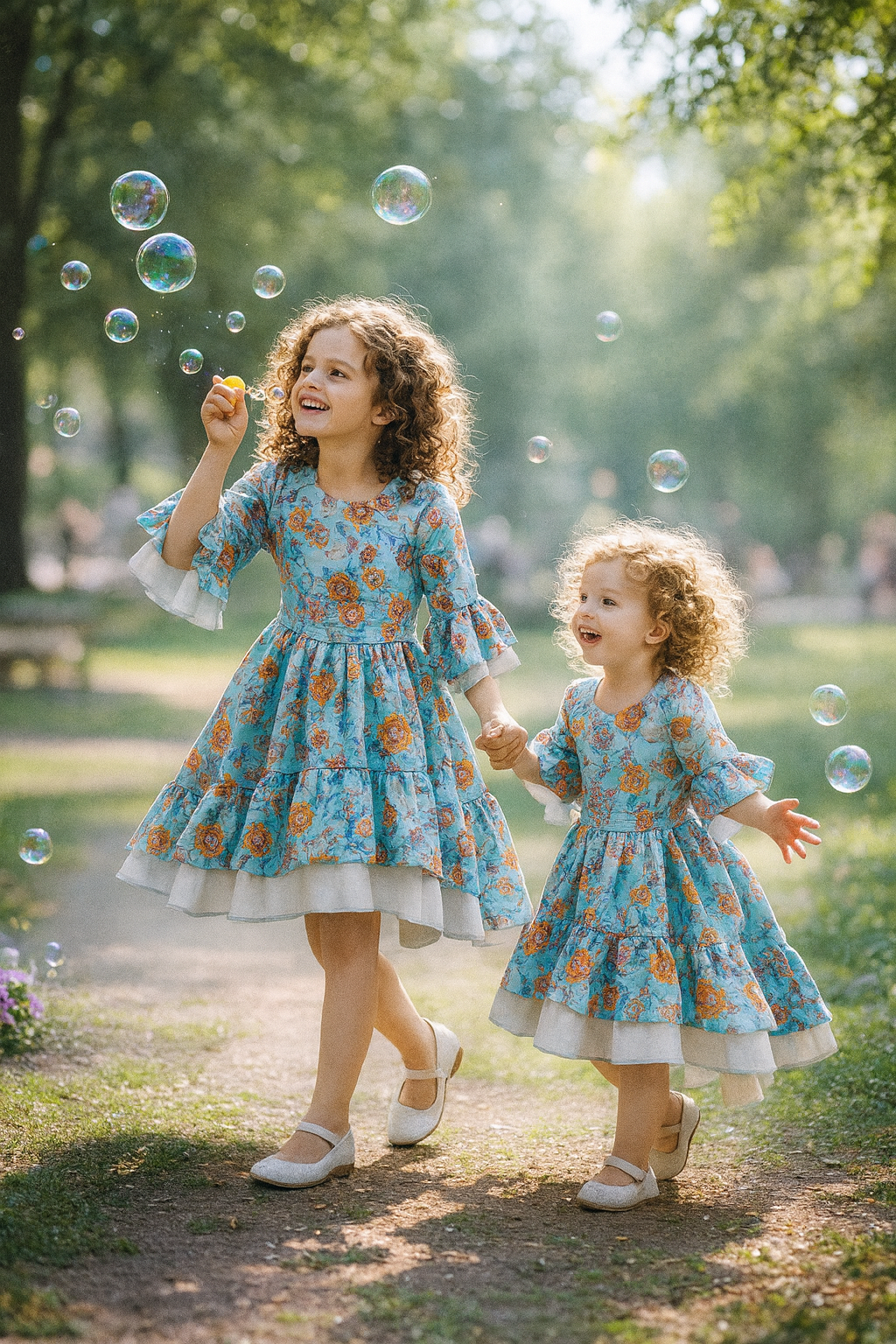 Rochita Sabrina bleu cu flori