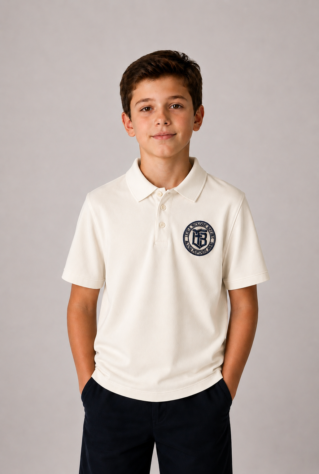 Tricou polo maneca scurta Lic.Teologic Baptist Alexa Popovici ivory