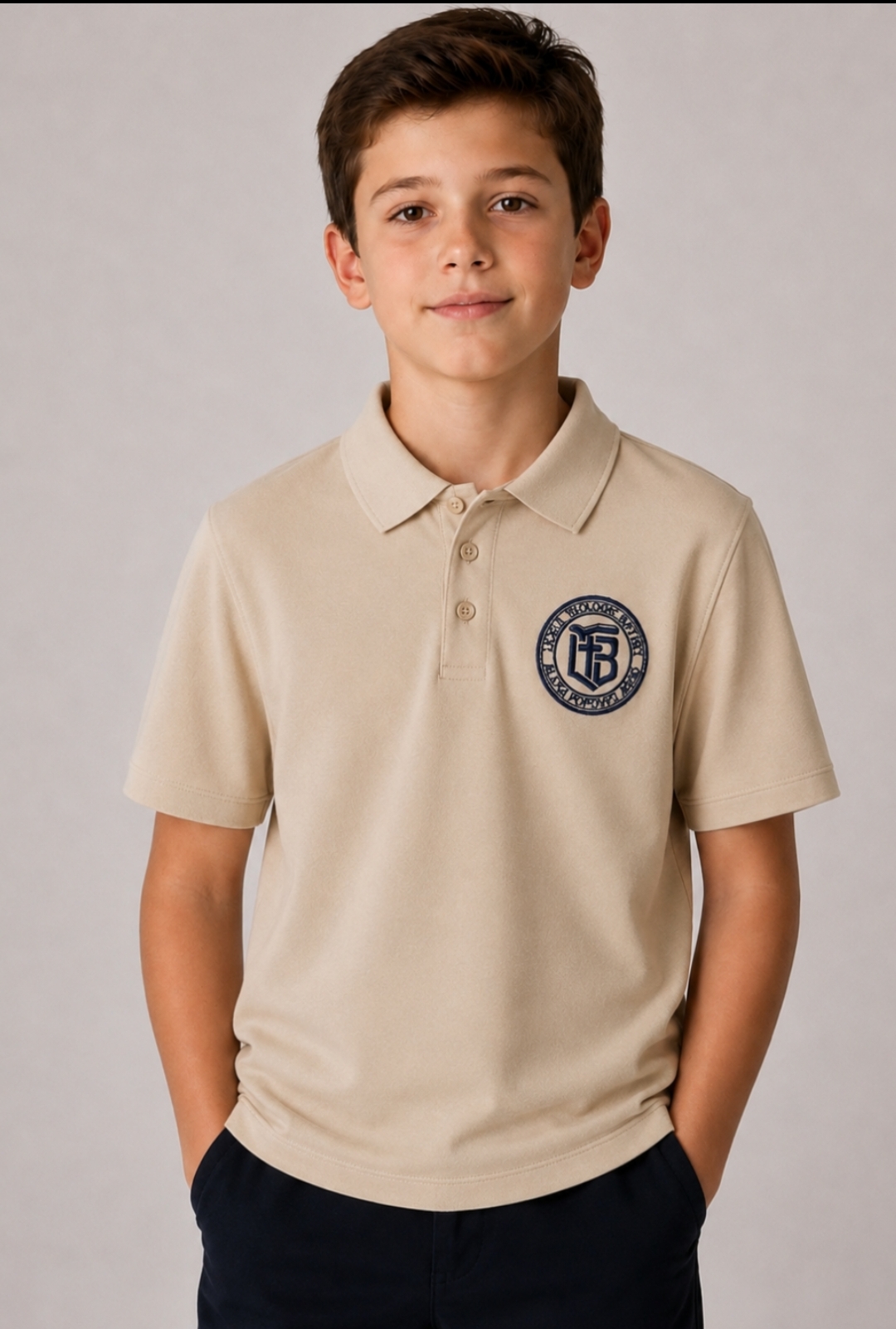 Tricou polo maneca scurta Lic.Teologic Baptist Alexa Popovici bej