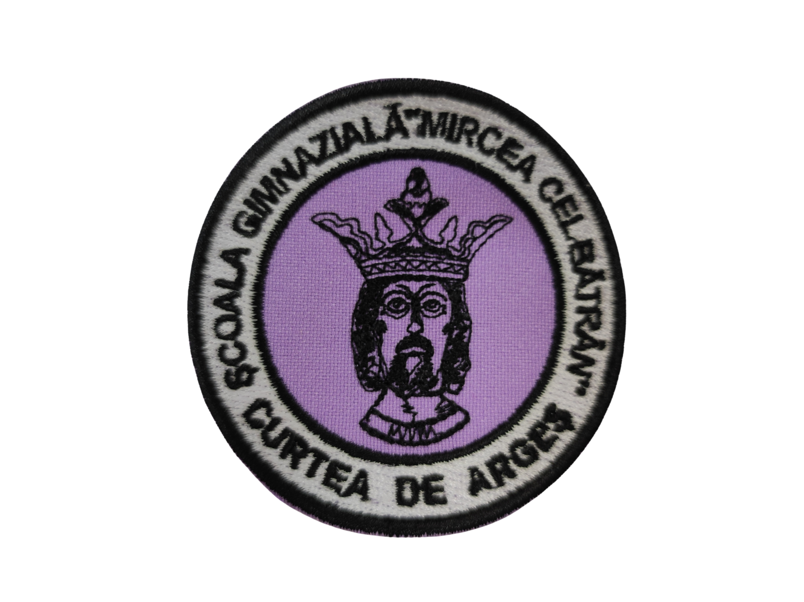 Emblema Scoala Gimnaziala "Mircea cel Batran"Curtea de Arges lila