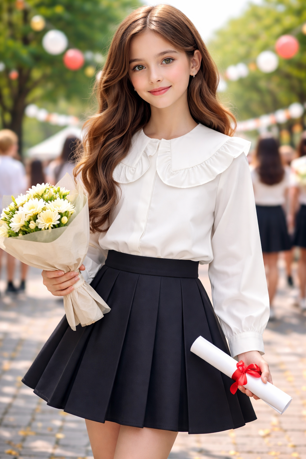 Camasa scoala fete Mirela maneca lunga alba